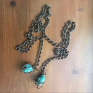 Copper & Stone Lariat Chain Necklace